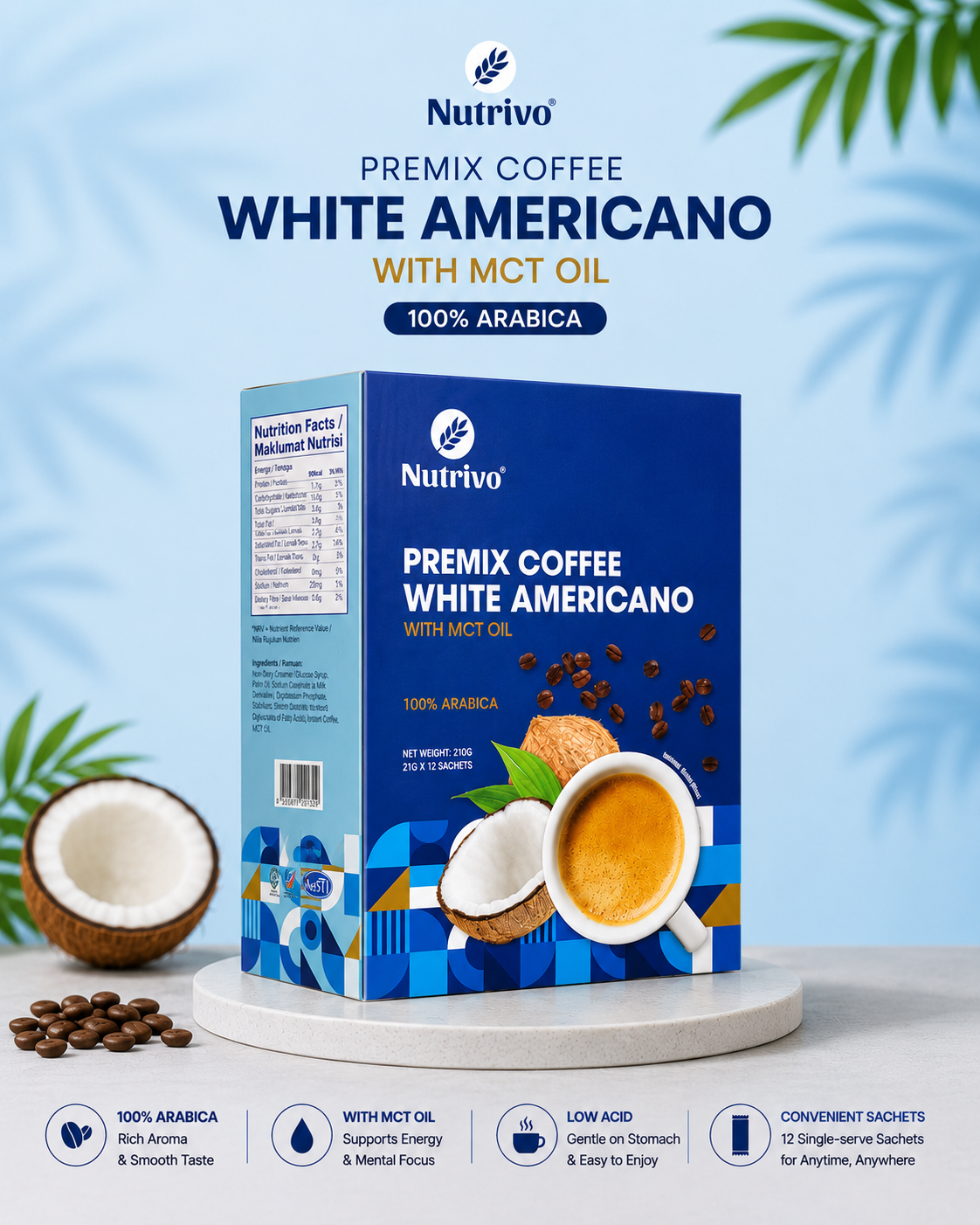 Keto Premix Coffee White Americano with MCT Oil 21g x 12s