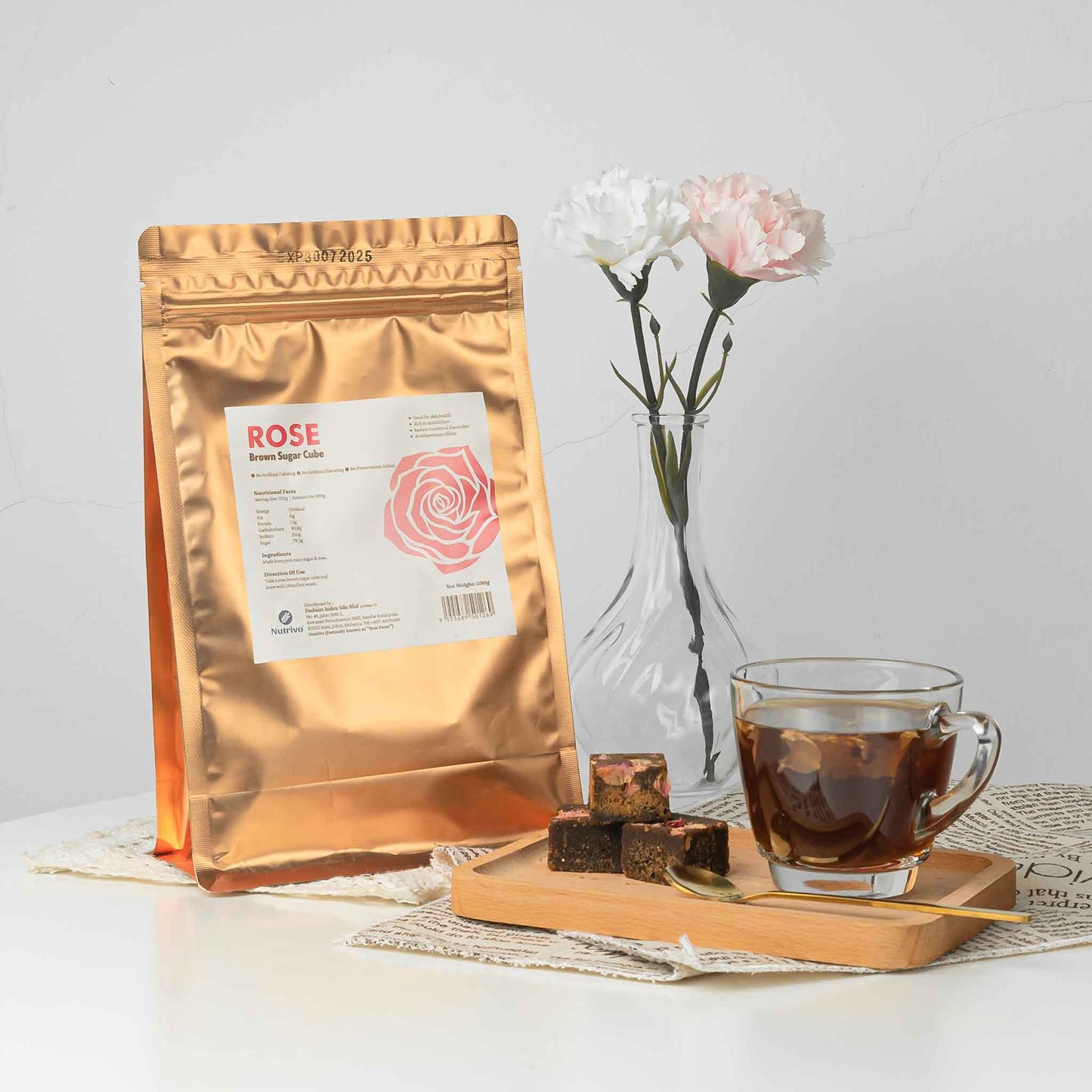 Rose Brown Sugar Cube 200g