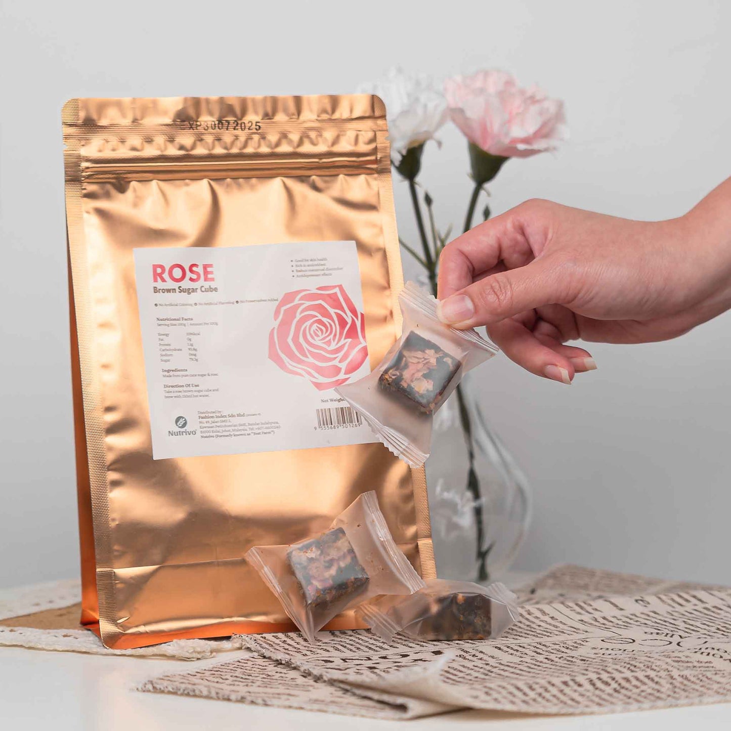 Rose Brown Sugar Cube 200g