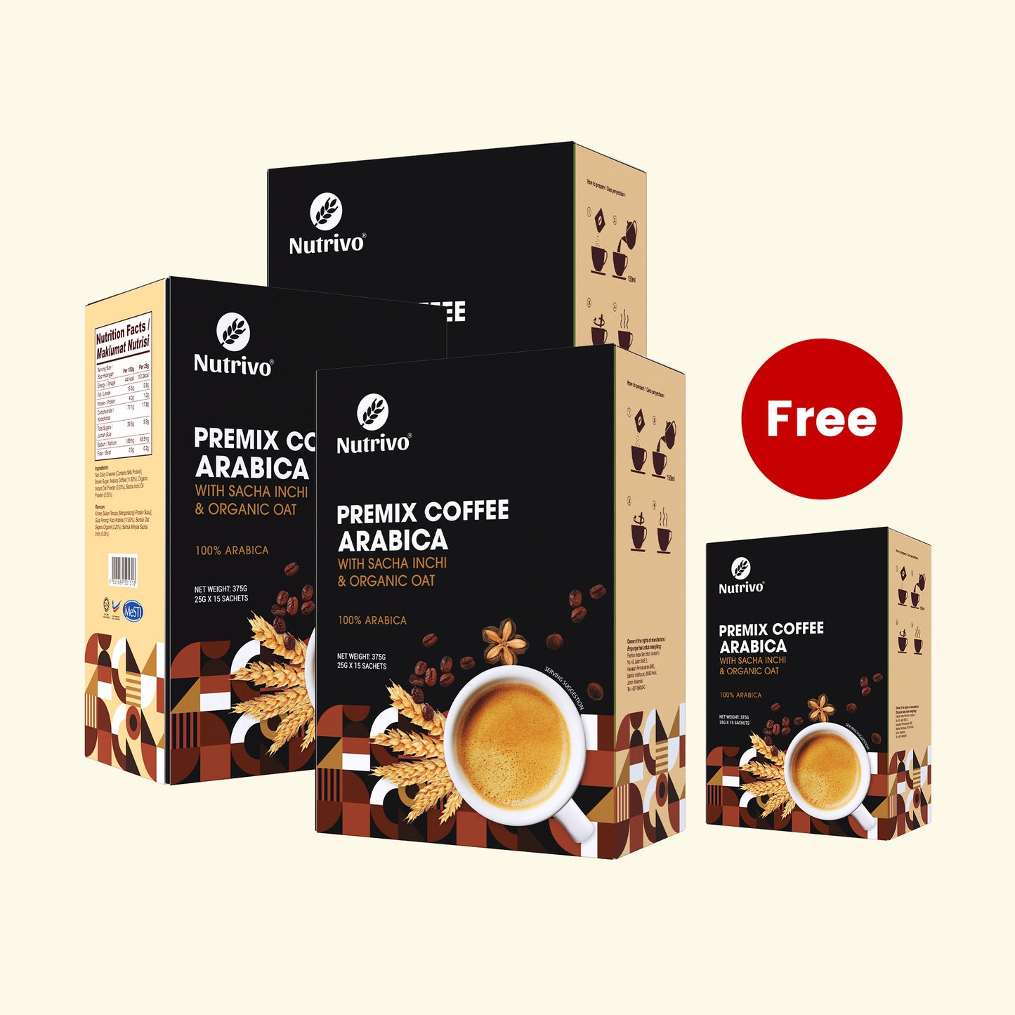 Luscious Premix Coffee Arabica with Sacha Inchi & Organic Oat 25g x 15s