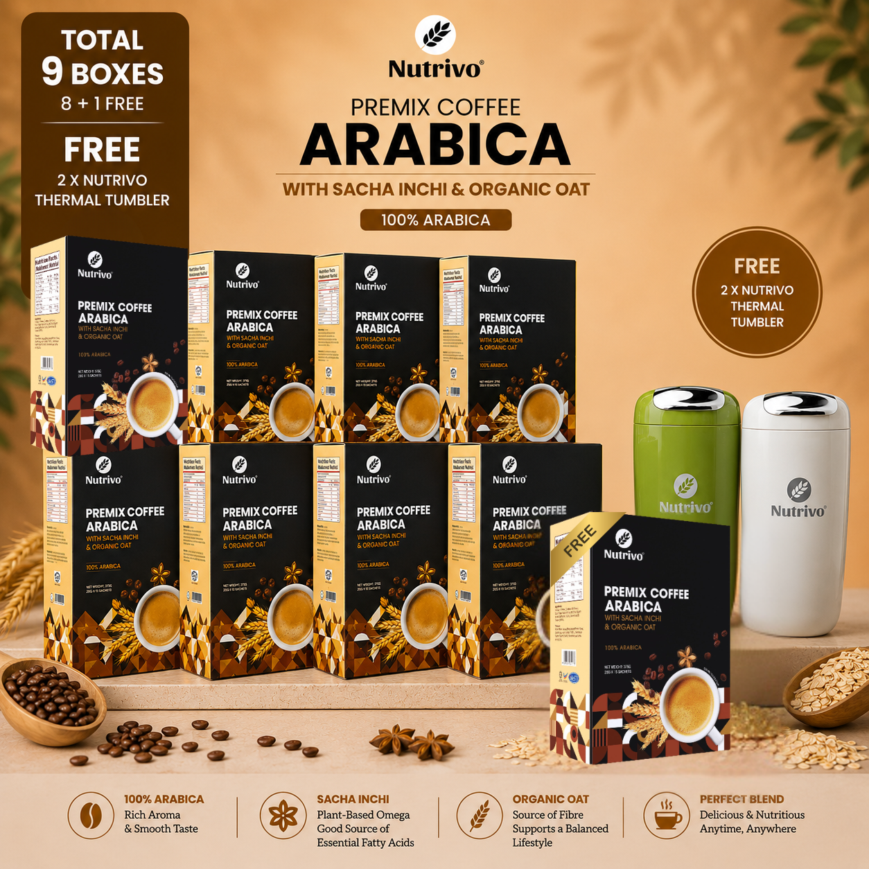 Luscious Premix Coffee Arabica with Sacha Inchi & Organic Oat 25g x 15s