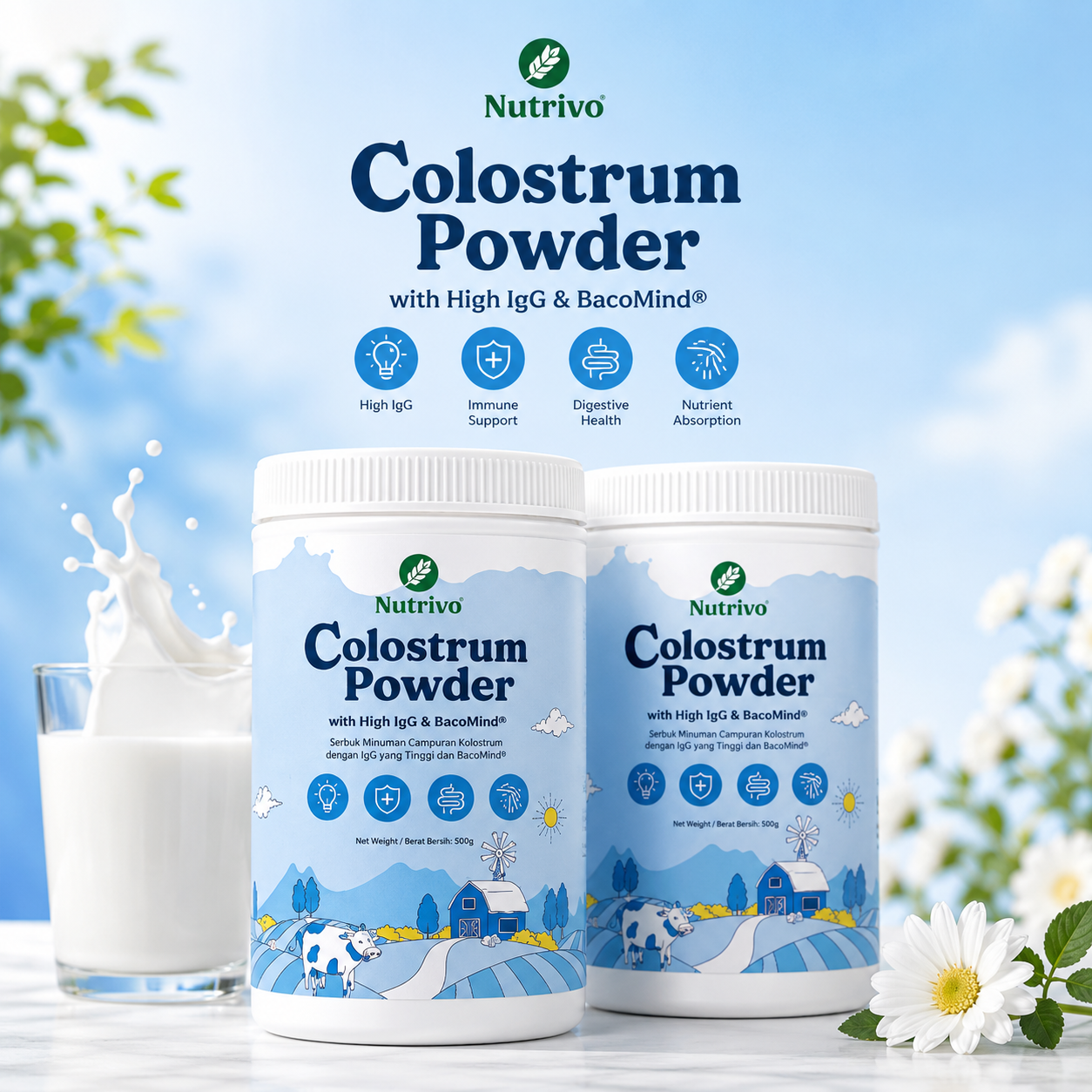 Colostrum Powder with High IgG & BacoMind 500g
