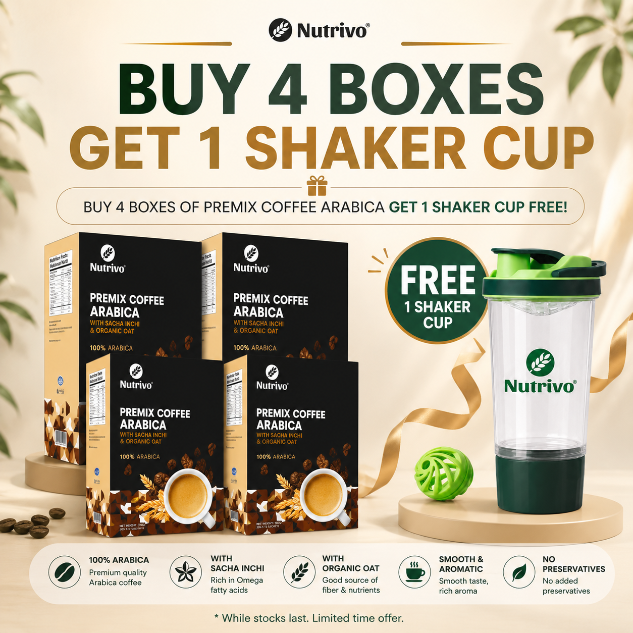 Luscious Premix Coffee Arabica with Sacha Inchi & Organic Oat 25g x 15s