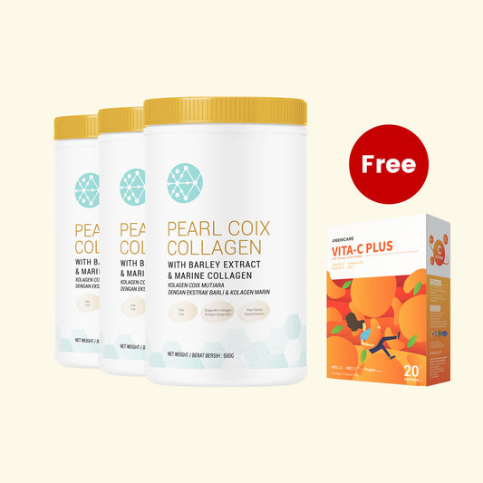 [Buy 3 Free 1] Pearl Coix Collagen 500g [3 Btl Set] Free PREMCARE Vita-C Plus 3.5g x 20s