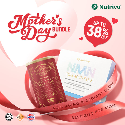 [Mother's day Bundle] Nutrivo Premium Bird's Nest Beauty Beverage 500g + NMN 500mg Collagen Plus 20g x 15s + Nutrivo Eco Friendly Bag